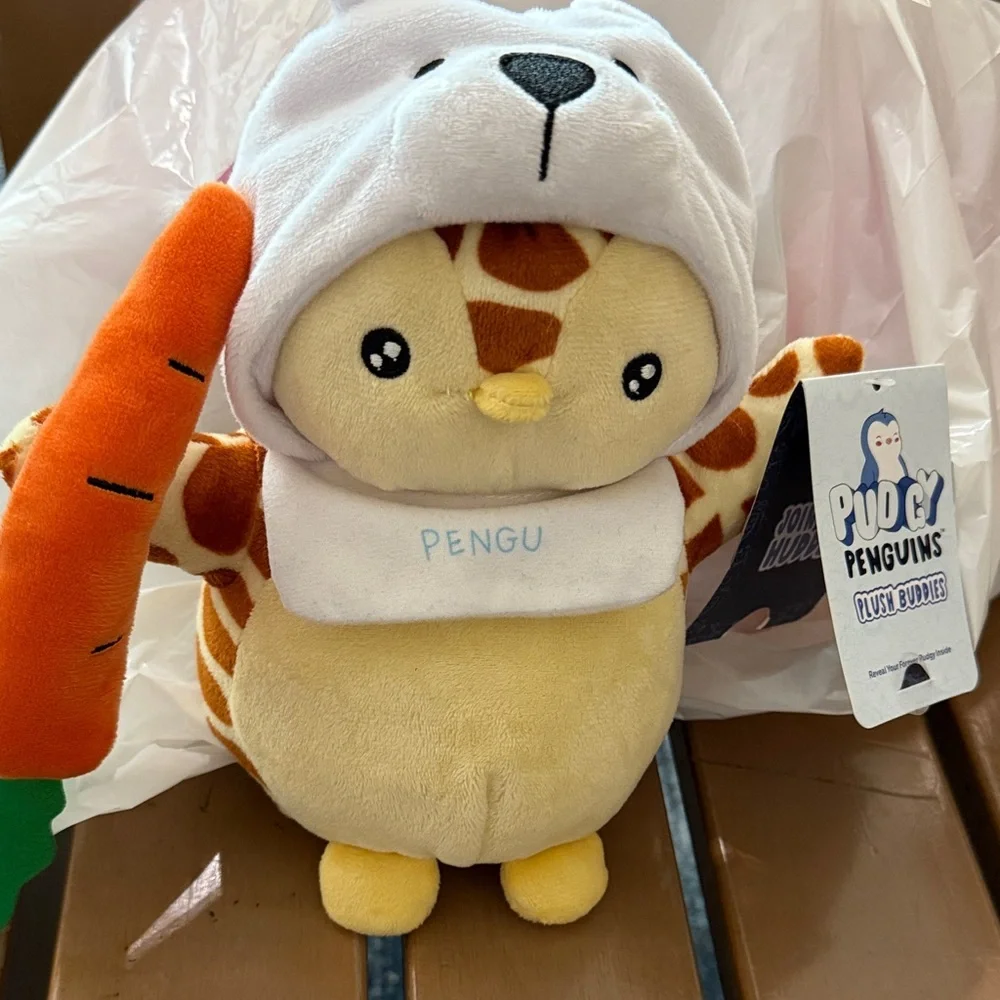 Original Penguin Giraffe Plush Toy in Polar Bear Hoodie PENGU NWT